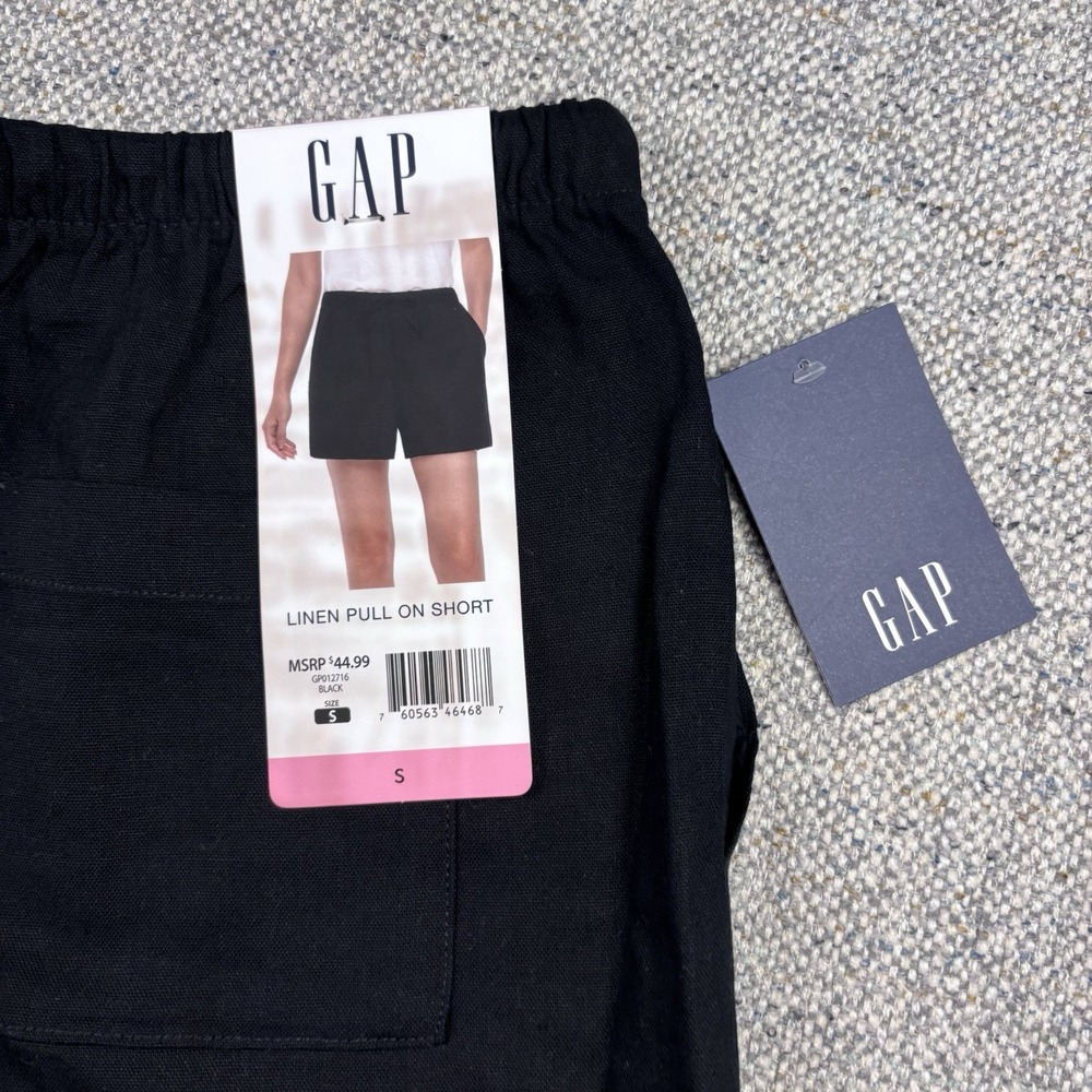 Gap Women's Linen Pull-On Short Size Small Black New - Picture 2 of 7